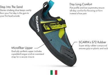 Взуття для скелелазіння Scarpa Origin VS, колір Petrol Lime, 44.5 EU