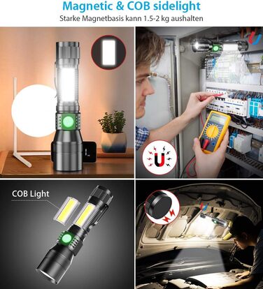 Світлодіодний ліхтарик Karrong, перезаряджуваний USB, магнітний чорний ліхтар, УФ-лампа 395 нм, ультрафіолетове світло, 7 режимів, червоне світло з батареєю для кемпінгу на природі, походів, 2 шт.