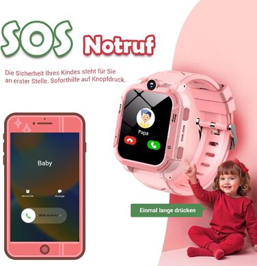 Розумний годинник Blackview Kids, слот для SIM-картки, LBSWiFiGPS-трекер, функція 4G, екстрений виклик SOS, телефонні дзвінки, відеодзвінки, голосовий чат, SMS, шкільний режим, дитячий годинник для дівчаток та хлопчиків, 4G - персиково-рожевий