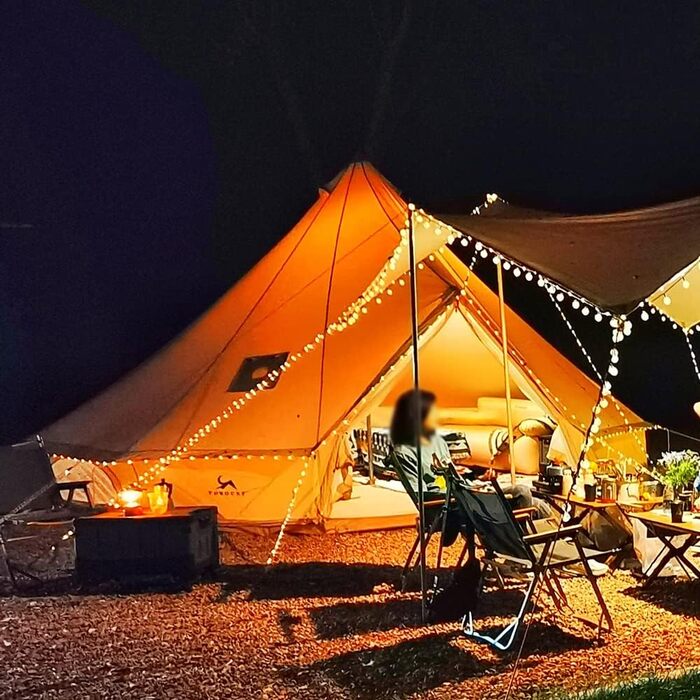 Намет TOMOUNT Bell 3 м 4 м Глемпінговий намет для 3-6 осіб Бавовняний сімейний намет Кемпінговий намет Намет-тіпі Пірамідальний намет для груп, сімей, кемпінгу на свіжому повітрі, вечірок 4 м