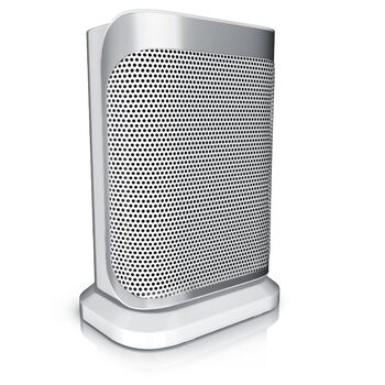 Енергозберігаючий, тихий вентилятор-обігрівач - 1500 Вт - 2 рівні потужності - Вентилятор-обігрівач для ванної кімнати - Плавне регулювання температури - Керамічний нагрівальний елемент - Термічний запобіжник - Нагрівач D Сріблястий / Білий