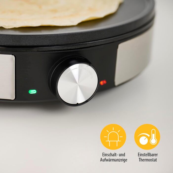 Млинниця Tristar BP-2638 - Діаметр 30 см - У комплекті аксесуари - Термостат - Нержавіюча сталь - чорний 1200 Вт Лита алюмінієва п