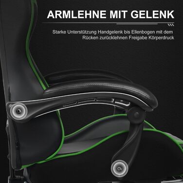 Офісне крісло Ігрове крісло Масажне ігрове крісло Ергономічне ігрове крісло з підставкою для ніг, м&39яке ігрове крісло, обертове крісло 150 кг, зелене