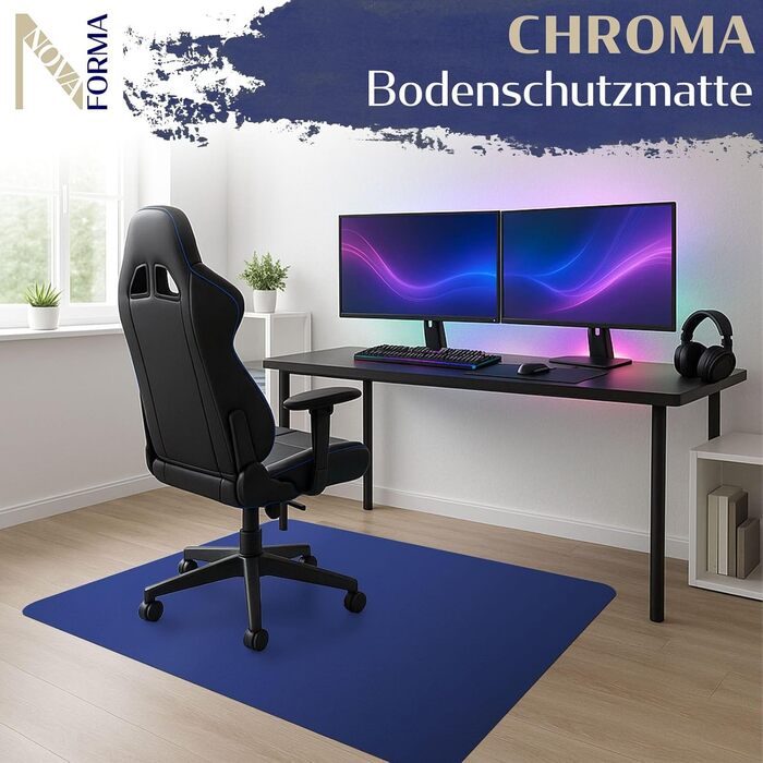 Захисний килимок для твердих підлог NOVA FORMA Chroma - кольоровий килимок для офісних крісел виготовлений з міцного, нековзного пластику PE без BPA - захищає від подряпин та зносу - 116x150 см, синій