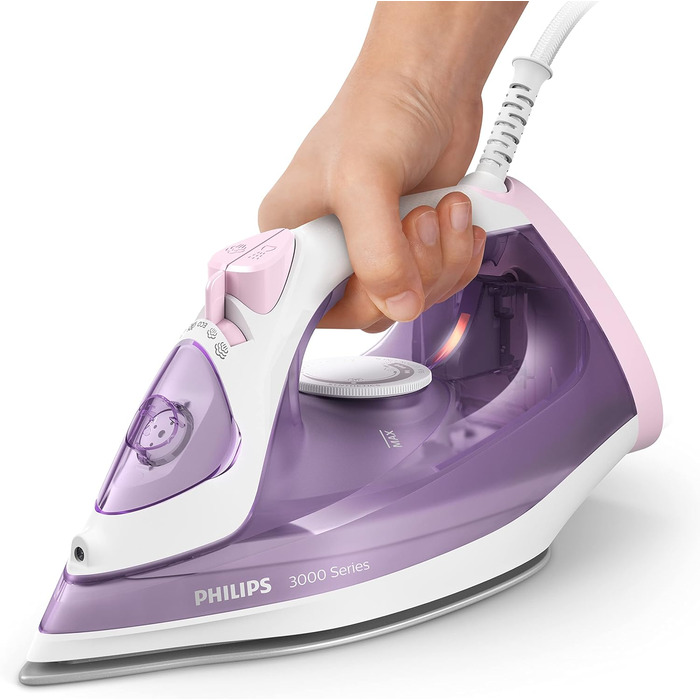 Парова праска Philips серії 3000 - 2 000 Вт, постійна потужність подачі пари 30 г/хв, подача пари 140 г, керамічна підошва, вертик