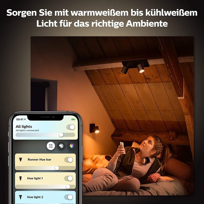 Набір Philips Hue Pillar Runner 2 споти для внутрішнього освітлення (білий колір) диммерний вимикач (чорний)