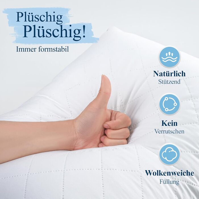 Помаранчеві хвилясті подушки 40x80, 2 шт. - подушки для сну з мікрофібри готельної якості, м&39які дихаючі подушки, сертифіковані Oeko-Tex, подушки для сну на боці та спині, 40x80x18 см