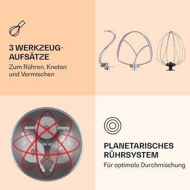 Кухонний комбайн Klarstein, універсальні кухонні комбайни, кухонні комбайни 3-в-1, міксери та блендери, тістомомашина з м'ясорубкою, кухонний комбайн, тістомісильна машина потужністю 2000 Вт 10 л чаша червона