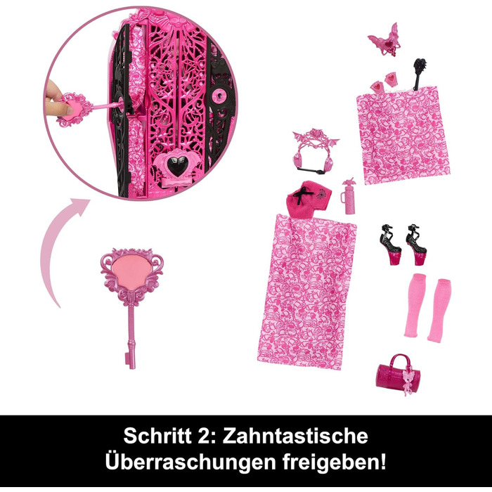 Набір ляльок та аксесуарів Monster High Skulltimate Secrets, Monster Mysteries Draculaura з гардеробом і більше 19 сюрпризів, вклю