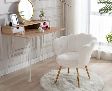 Крісло для вітальні з плюшевої тканини, крісло для туалетного столика із золотою основою, м&39яка оббивка з квітковим візерунком, крісло-гойдалка, крісло-реклайнер для вітальні/спальні, білий колір