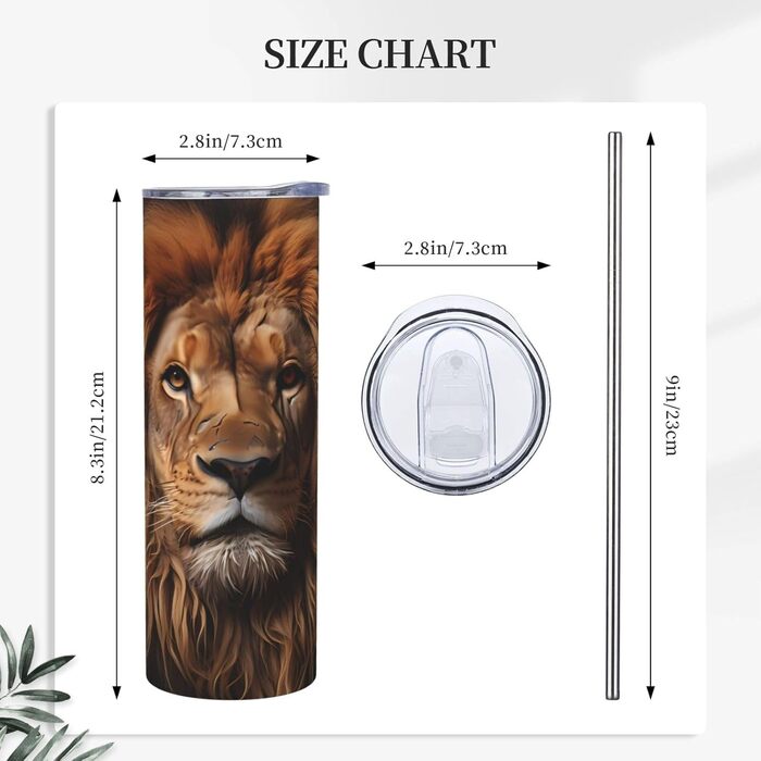 Кухоль з прямою трубочкою, дизайн The Lion&39s Gaze, 590 мл, дорожній кухоль, підходить для кемпінгу, офісу та дому