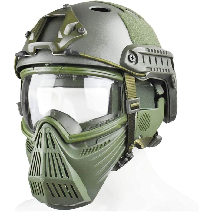 Тактична маска та швидкий шолом, прозорі захисні окуляри для повного обличчя, маска для стрільби з пейнтболу, Хелловін, CS Game OD