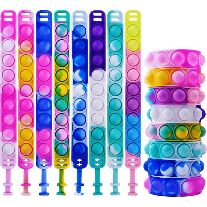 Браслет Ainiv Pop, 8 шт. Pop Push It, іграшка-браслет Pop Bubble Fidget, дитячий набір браслетів, набір іграшок Fidget, простий бр