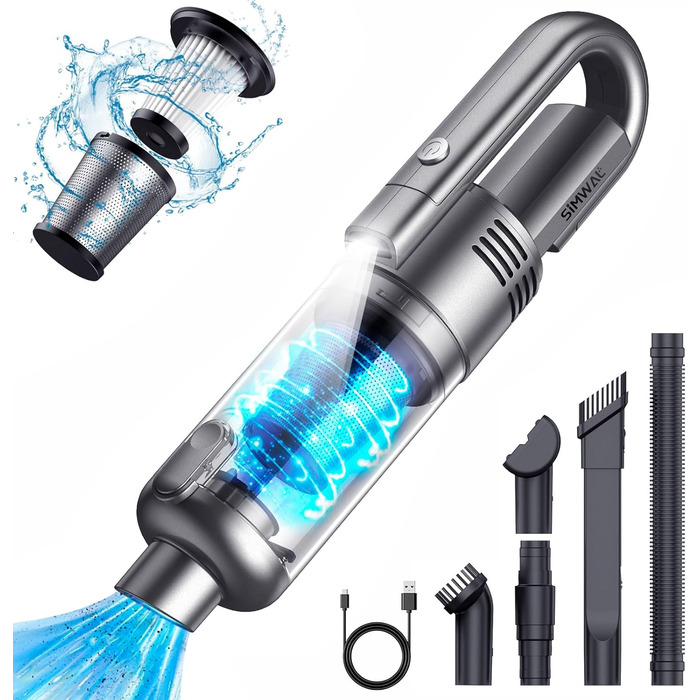 Автомобільний ручний пилосос акумуляторний - 9500PA потужний портативний міні-пилосос - 30хв роботи USB акумуляторний автомобільни