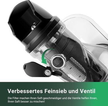 НовинкаСоковижималка AOBOSI-Повільна соковижималка з 2 швидкостями - Соковижималка для овочів і фруктів з 8 рівнями, шнекова соковижималка зі щіткою для чищення та 2 чашки соковижималки для фруктів з функцією реверсу 40 x 17 x 37 (CM) Сірий