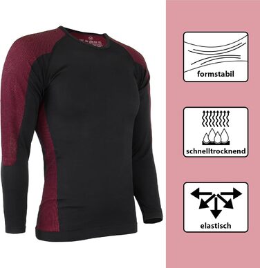 Чоловіча функціональна білизна ALPIDEX Термобілизна Лижна білизна - дихаюча, тепла та швидковисихаюча XXL-3XL Чорно-червона