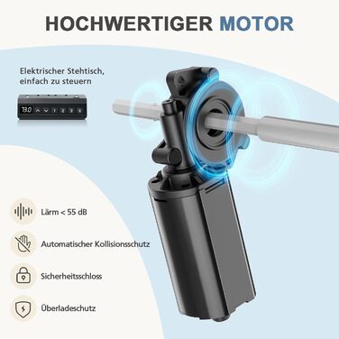 Стіл з регульованою висотою, ергономічний електричний стіл 120 x 60 см, стіл для роботи стоячи, стіл з регульованою висотою, офісний стіл, підходить для офісів, дому та інших місць (коричневий) 4824-brown