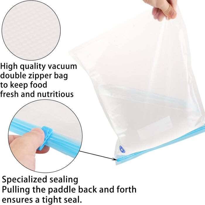 Вакуумні пакети для їжі багаторазові з клапанною блискавкою 30x34 см Безкоштовні пакети Sous Videv Вакуумний контейнер Вакуумні пакети для фруктів, овочів, подорожей, 25 шт.