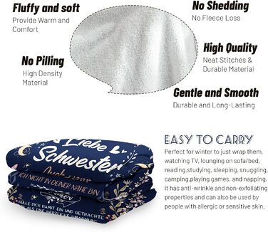 Подарунки для сестри, подарунок для сестри, сестра, сестра, подарунки на день народження, подарунки з м&39якої ковдри, ковдра для сестри 152 см x 127 см (темно-синя)