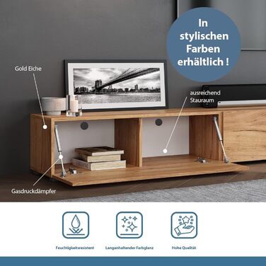 Тумба під телевізор Planetmbel, столик під телевізор довжиною 140 см, тумба під телевізор підвісна або стояча, тумба під телевізор