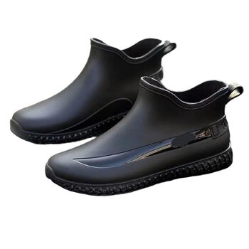 Чоловічі гумові чоботи, гумові чоботи з коротким халявою, низьке робоче взуття, кухонне взуття, зносостійкі водонепроникні чоловічі чоботи, чорні, розмір 43 EU
