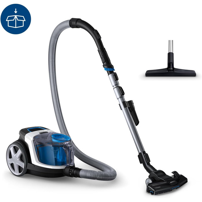 Компактний безмішковий пилосос PHILIPS PowerPro, 900 Вт PowerCyclone 5, H13-фільтр від алергії, 76 дБ, насадка TriActive, кабель 6