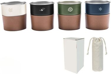 Набір із 4 чашок з нержавіючої сталі об&39ємом 300 мл, мірний стаканчик Forcamp Cups, тримач для чашок зі штучної шкіри