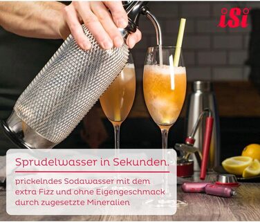 Л, виробник газованої води для газованої води, виробник газованої води з PEN-пляшкою з сітки з нержавіючої сталі, вуглекислий газ для води, виробник газованої води, аксесуари для бару у вінтажному стилі 106001 нержавіючої сталі iSi Sodamaker Classic, 1060