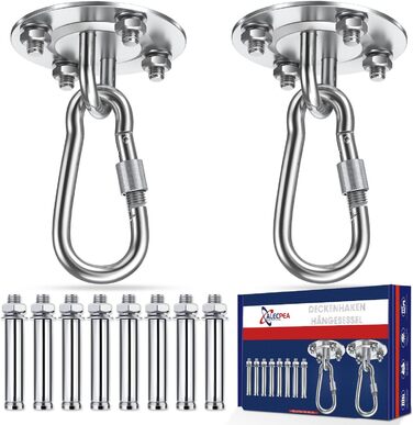 Стельові гачки ALECPEA з нержавіючої сталі для боксерських груш комплект 2 - Вантажопідйомність 400 кг - Вибухозахищене кріплення