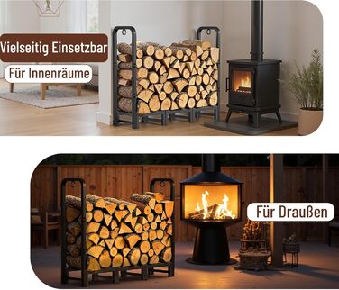 Дров&39яна полиця Amagabeli XXL, сталева дров&39яна полиця 122 см, міцна та стабільна, полиця для зовнішнього використання в саду та на терасі, чорна, регульована довжина 1,2 м