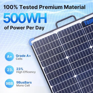 Складна сонячна панель Topunive 100 Вт 18 В двосторонній сонячний модуль для портативної електростанції Сонячний генератор Кемпінг Надзвичайні ситуації Відкритий сад Балкон (ват, 100)