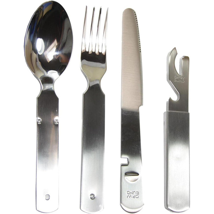 Невідомий набір столових приборів Збройних сил Німеччини. Оригінальний набір столових приборів з нержавіючої сталі. Польовий набір столових приборів. Оригінальні Збройні сили Німеччини. НОВИНКА, тепер із практичним неопреновим чохлом.