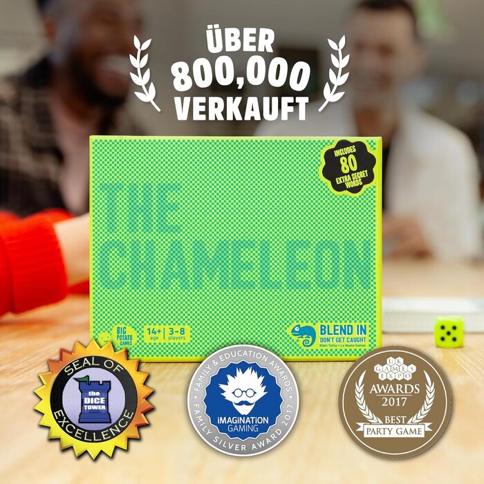 Велика картопля Хамелеон Настільна гра-блеф для сімей та вечірок Викрий зрадника Для 38 гравців віком від 14 років 15-хвилинна гра в Хамелеон (німецька версія)