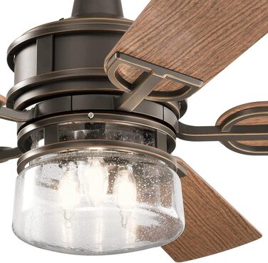 Стельовий вентилятор на 5 лопатей 132 см зі світлодіодним підсвічуванням Olde Bronze з пультом дистанційного керування 5 лопатей 1