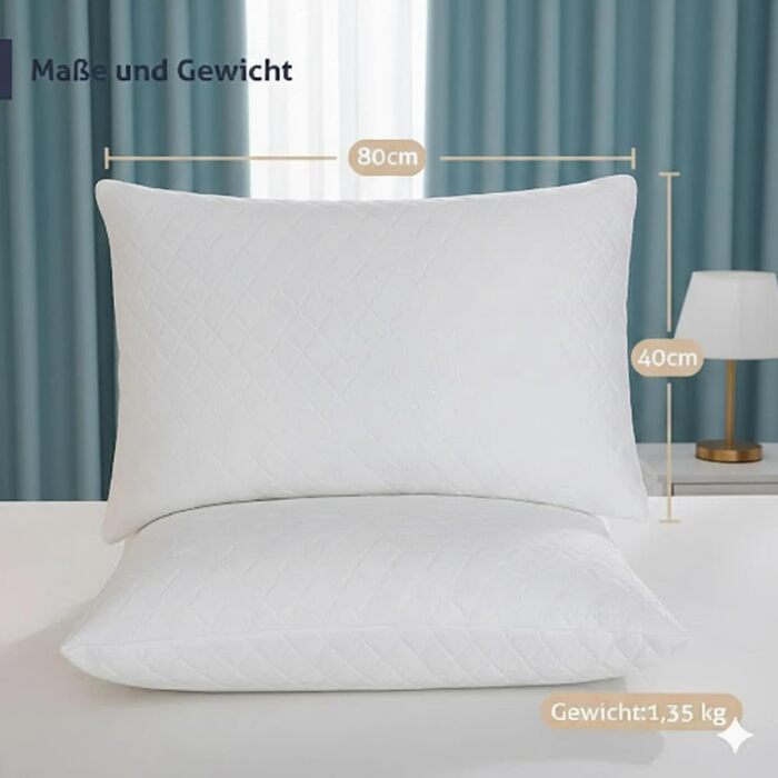 Подушки EGO Home 40x80 см, комплект з 2 шт. з подрібненою піною з ефектом пам&39яті, подушки для шиї для сну на спині та животі, подушки з піни з ефектом пам&39яті 80x40 см, 2 подушки для сну на боці з чохлами, що праються, 40x80 см - 2 шт.