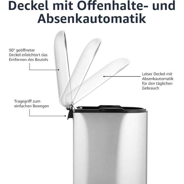 Відро для сміття, брудовідштовхуюче, невелике, D-подібне, з педаллю плавного закриття для ванної кімнати, спальні або вітальні, ву
