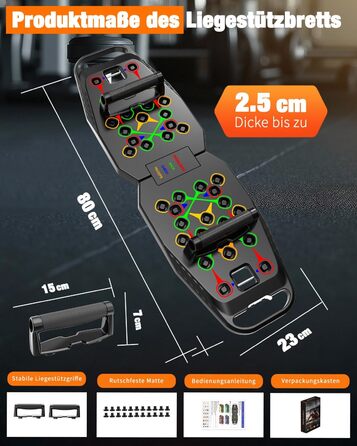 Дошка для віджимань 20-в-1, чорна, складна багатофункціональна дошка для домашнього тренування, портативна рама для віджимань, регульована дошка для віджимань, чорна, так, для чоловіків