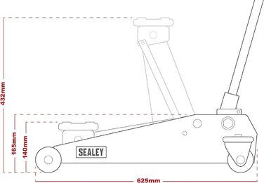Домкрат Sealey Charity Edition з колесами, 3 тонни, червоний, 1153CX 0 ВтВт, 0 вольтВ