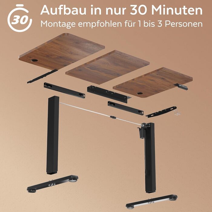 Стіл з регульованою висотою 120 x 60 см з функцією пам&39яті, Міцний стіл з електричним регулюванням висоти, стіл для роботи сидячи та стоячи, регульований комп&39ютерний стіл, стіл для роботи стоячи, коричневий, 120 x 60 см