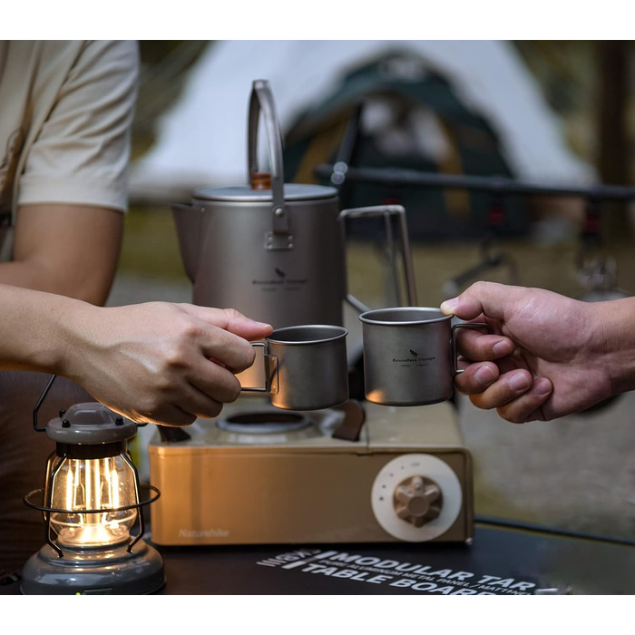 Титанова кружка Boundless Voyage, кемпінгова кружка, посуд для кемпінгу з відкритим вогнем, 120 мл та 180 мл, набір чашок для чаю, вина, кави, пива та пивної кружки без кришки Ti3053D