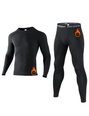 Термобілизна Niksa для чоловіків, комплект лижної білизни, довгий функціональний комплект, дихаюча м&39яка термобілизна для футболу, бігу, фітнесу, походів, чоловіків, чорного кольору*1 (верх*1 низ*1)
