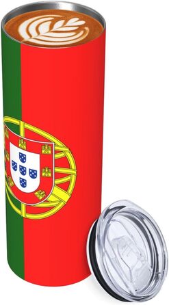 Кухоль з прямою трубочкою, дизайн португальський прапор, друкований, дорожній кухоль, підходить для кемпінгу, офісу та дому, 590 мл