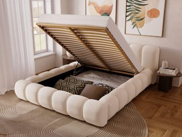 Ліжко GRAINGOLD Doria 180x200, М&39яке ліжко з ящиком для зберігання, Велюр, з рейковим каркасом, з узголів&39ям, без матраца (Кремовий, 180x200) Кремовий 180x200