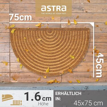 Килимок для дверей Astra Modern - Кокосовий килимок 45x75 см Напівкруглий Натуральний - Нековзний килимок для уловлювання бруду, міцний - Килимок для приміщень - Килимок для критих відкритих приміщень 45 x 75 см (півколо) Смуги Півколо