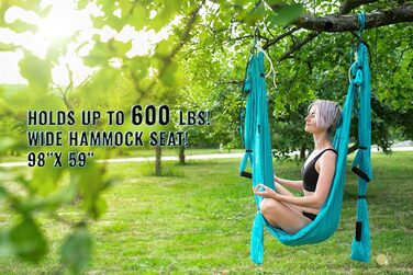 Набір гойдалок для йоги Yoga4You - Гамак для йоги, Підвісна гойдалка - Слінг для йоги, Інверсионний набір для літання - Інструмент для інверсії акро-йоги - Антигравітаційний слінг для йоги - Підвісна трапеція, Seewelle