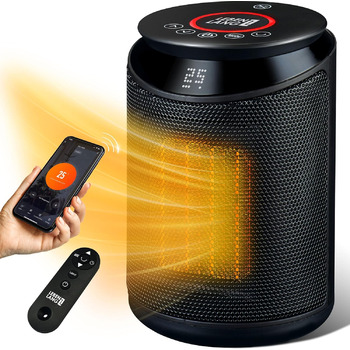 Керамічний тепловентилятор енергозберігаючий безшумний - вкл. додаток та WiFi, пульт дистанційного керування 2000 Вт Електричний,