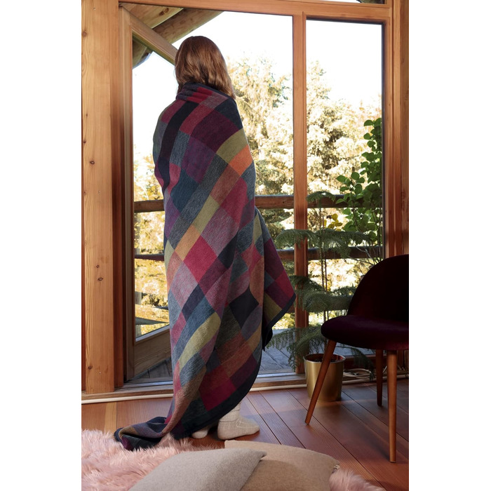 Пухнасто-м&39який плед biederlack із бавовняної суміші Зроблено в Німеччині Сталий розвиток Барвистий плед Color Squares Blue зелено-блакитного кольору Сертифіковано Oeko-Tex Плед для дивана 150x200 см синьо-різнокольоровий