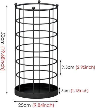 Загальна підставка для парасольки, круглий залізний тримач для парасольки, окремо стоячий органайзер для зберігання з 4 гачками, для дому та офісу, міцний, міцний/чорний