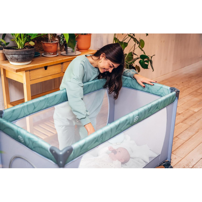 Дитяче ліжечко Momi BELOVE для дітей вагою до 15 кг, Ш65 x Д125 x В78 см (складається 21 x 23 x 80 см), дитяче ліжечко з матрацом, 2 колеса, сумка для транспортування сірого кольору