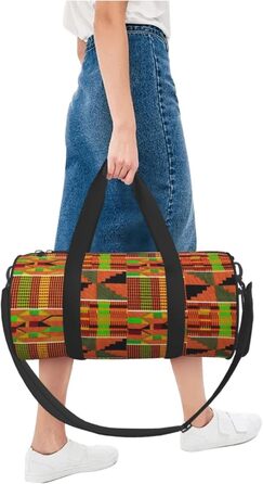 Спортивна сумка, дорожня сумка, з африканським етнічним принтом, чорна, універсальний розмір